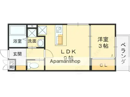 CHOU CHOU MAKINOSAKA(1LDK/2階)の間取り写真