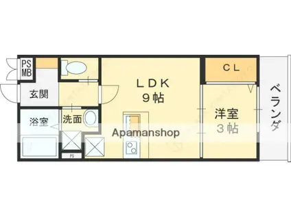 CHOU CHOU MAKINOSAKA(1LDK/2階)の間取り写真