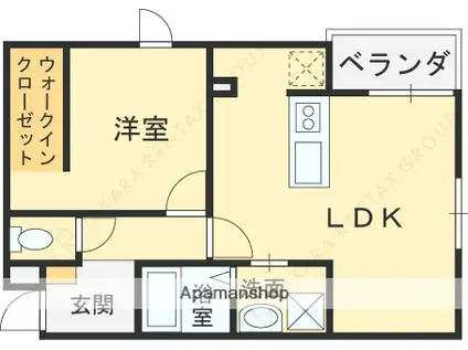 MACHIMOKU KUZUHA(1LDK/3階)の間取り写真