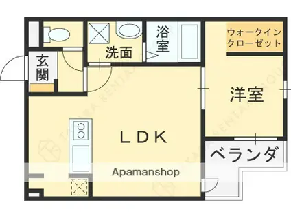 MACHIMOKU KUZUHA(1LDK/1階)の間取り写真