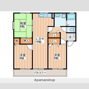 ホワイトヴィレッジB棟(2LDK/2階)の間取り写真