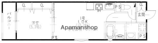 クリエオーレ私市(1LDK/2階)の間取り写真