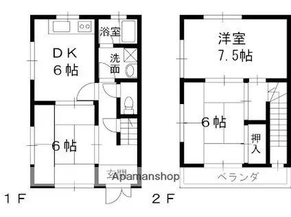 土井ハウス(3DK/2階)の間取り写真