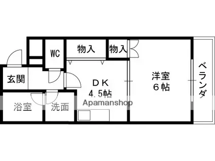 ユーベル1(1DK/3階)の間取り写真