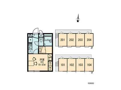 レオパレスIKコーポ(1K/2階)の間取り写真