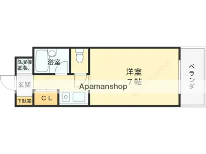 ラフィーネ枚方(1K/1階)の間取り写真