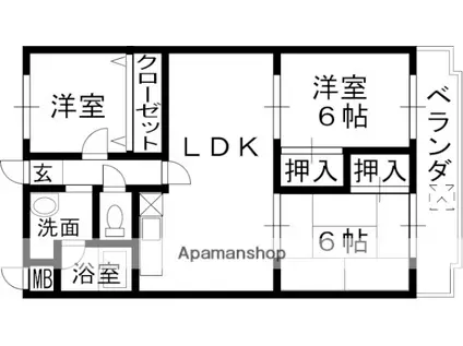 リバティー交北Ⅱ(3LDK/1階)の間取り写真
