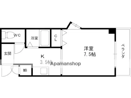 チェリーブロッサム(1K/4階)の間取り写真
