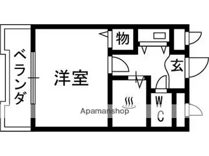 フローレ枚方(1K/4階)の間取り写真