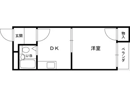 スカイハイツ香里(1DK/3階)の間取り写真