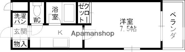 ヒルサイドテラス(1K/3階)の間取り写真
