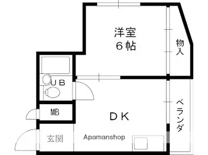 ヂョイフル枚方(1DK/2階)の間取り写真