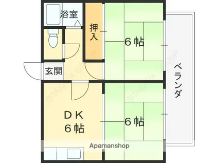 サンビレッジ枚方(2DK/1階)の間取り写真