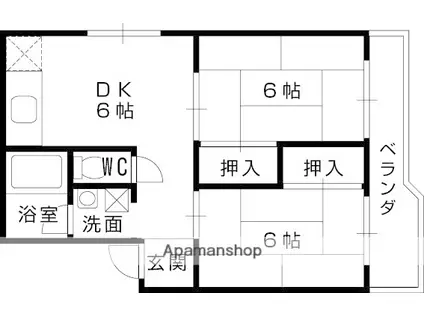 高塚コーポラス(2DK/1階)の間取り写真