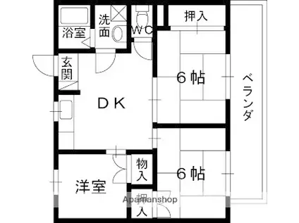 コーポラス美光(3DK/4階)の間取り写真