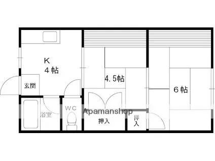 なぎさハイツ(2K/2階)の間取り写真