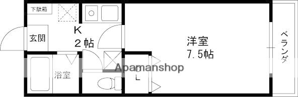 グリーンヒルカリム(1K/2階)の間取り写真