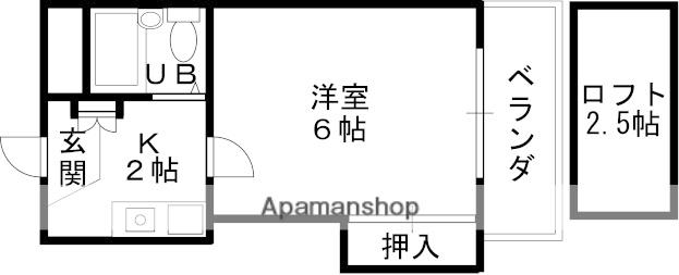 ユウビ・パレス茄子作(1K/2階)の間取り写真