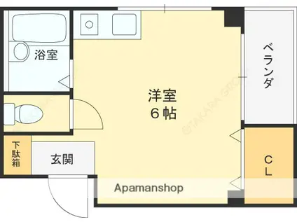 サンロード有馬(ワンルーム/4階)の間取り写真