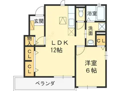 CASA牧野阪(1LDK/1階)の間取り写真