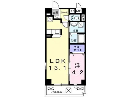 パークサイド宝塚(1LDK/1階)の間取り写真
