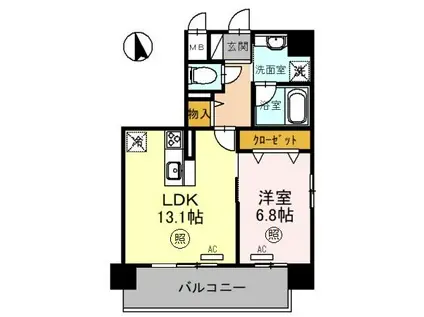 幸COURT森ノ宮(1LDK/5階)の間取り写真