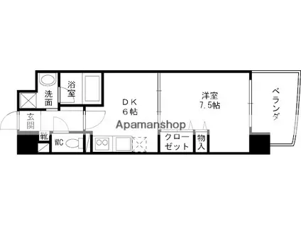 アールパンション高井田(1DK/3階)の間取り写真