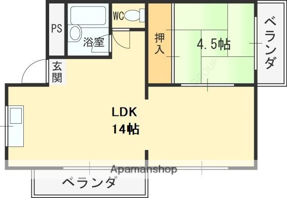 富士マンション(1LDK/3階)の間取り写真