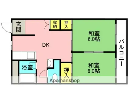 にしまちハイツ(2DK/2階)の間取り写真