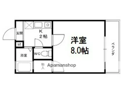 グリーンフィールド(1K/4階)の間取り写真