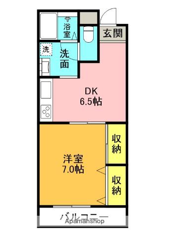メゾン交楽園参番館(1DK/4階)の間取り写真