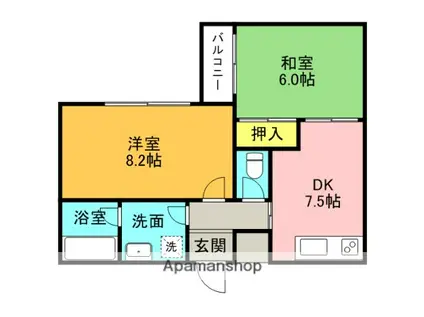 TOハイム(2DK/1階)の間取り写真