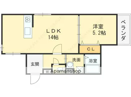 ラルーチェ(1LDK/2階)の間取り写真