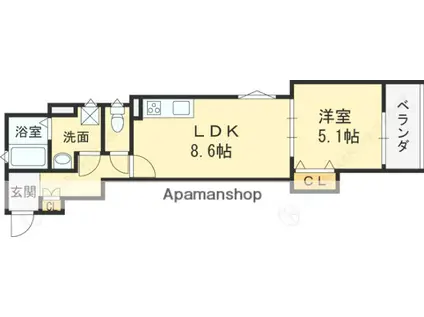 ピレーネ諸口(1LDK/1階)の間取り写真