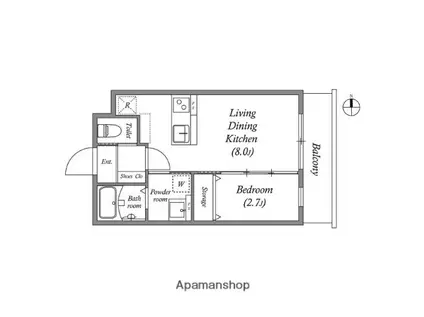 ST・RESIDENCE南津の辺(1LDK/4階)の間取り写真