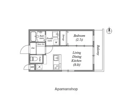 ST・RESIDENCE南津の辺(1LDK/1階)の間取り写真