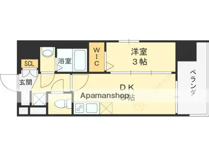 LUXE住道駅前(1DK/10階)の間取り写真