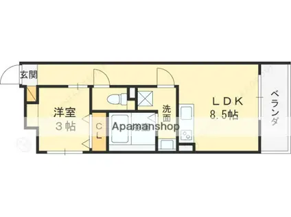 S-MOVE大阪鶴見(ワンルーム/4階)の間取り写真