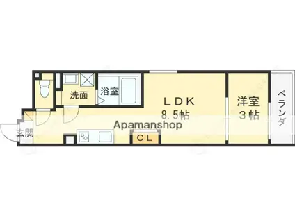 S-MOVE大阪鶴見(1LDK/3階)の間取り写真