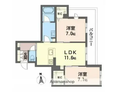ブライラント(2LDK/2階)の間取り写真