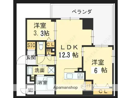 MORUAN RESIDENCE(2LDK/4階)の間取り写真