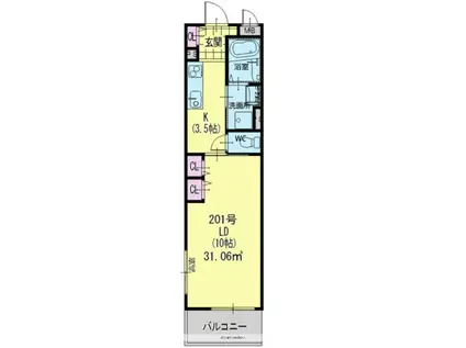 クリエオーレ諸福(1K/2階)の間取り写真