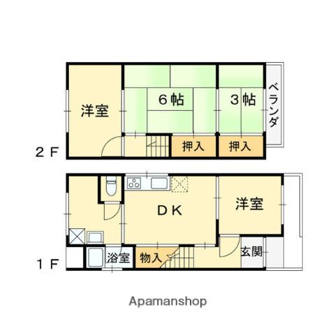 片町線 四条畷駅 徒歩8分 2階建 築58年(4DK)の間取り写真