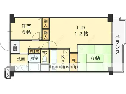 ネオコーポ鶴見緑地(2LDK/9階)の間取り写真