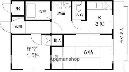 フラワーガーデンカミノ(2K/5階)の間取り写真