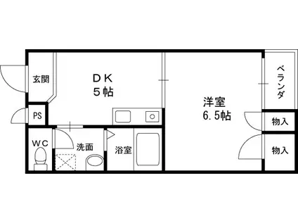 フローラ鶴見(1DK/4階)の間取り写真