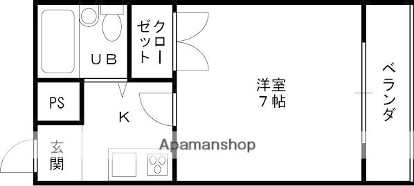 メゾン深野2(1K/4階)の間取り写真