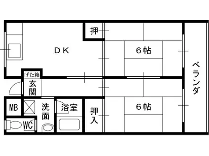 ヴィラサンライズ(2DK/3階)の間取り写真