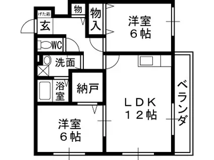 エスポワール住道(2LDK/2階)の間取り写真