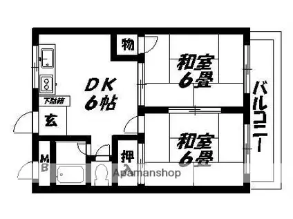 ハイツ若葉(2DK/3階)の間取り写真